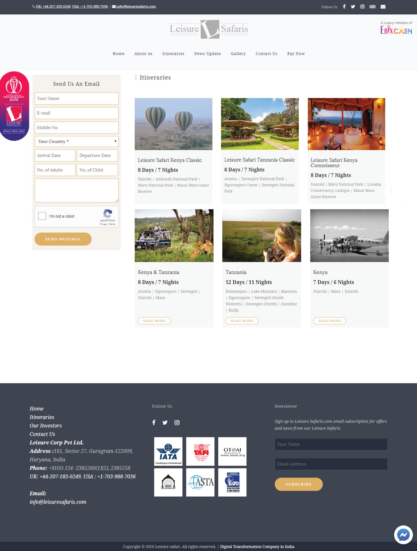 Itineraries page